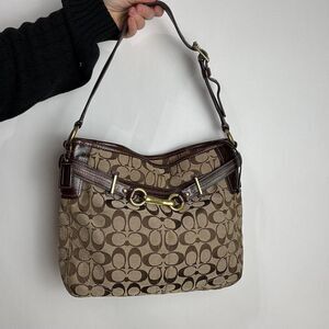 Coach Vintage Y2K Brown Signature Canvas and Leather Hobo Shoulder Bag